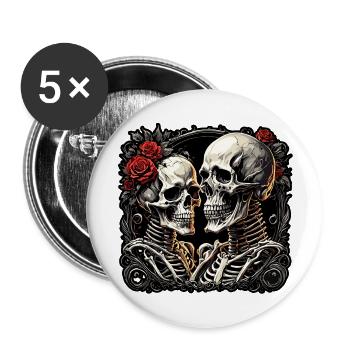 Skull / Totenkopf / Skelett / Gothic / Tattoo - Buttons groß 56 mm (5er Pack) - Weiß - Vorne
