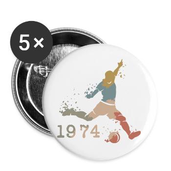 retro Fußballer 1974 vintage Mannschaft Geburtstag - Buttons groß 56 mm (5er Pack) - Weiß - Vorne