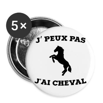 je peux pas j ai cheval - Lot de 5 grands badges (56 mm) - blanc - Devant