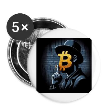 Bitcoin - Buttons groß 56 mm (5er Pack) - Weiß - Vorne