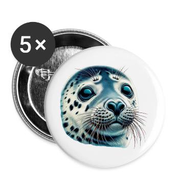 Phoque - Lot de 5 grands badges (56 mm) - blanc - Devant