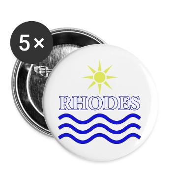 Rhodos Sonne und Wellen Design - Buttons groß 56 mm (5er Pack) - Weiß - Vorne