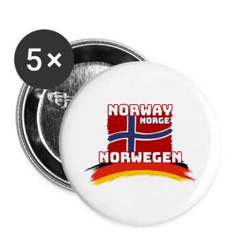 Norwegen Flagenkunst Tribut - Buttons groß 56 mm (5er Pack) - Weiß - Vorne