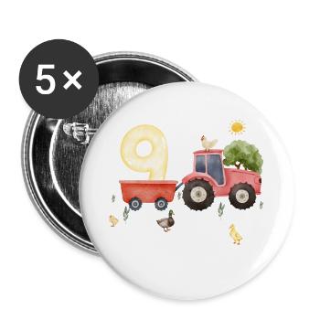 9-jähriges Jubiläum Farm Agriculture - Buttons groß 56 mm (5er Pack) - Weiß - Vorne