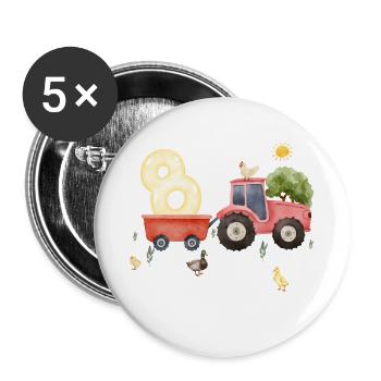 8-jähriges Jubiläum Farm Agriculture - Buttons groß 56 mm (5er Pack) - Weiß - Vorne