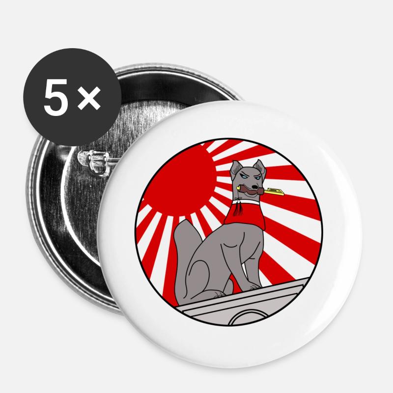 Zorro Kitsune Hardcore - Rave Techno Jap Clothing - Buttons large 2.2''/56 mm (5-pack) - white