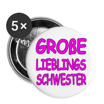 Schwester - Buttons groß 56 mm (5er Pack) - Weiß - Vorne