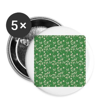 Blume-Blatt-Muster fleur feuille motif - Lot de 5 grands badges (56 mm) - blanc - Devant
