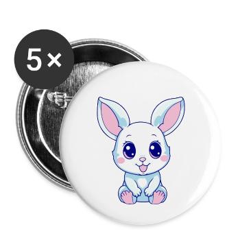Hasenbaby - Buttons groß 56 mm (5er Pack) - Weiß - Vorne