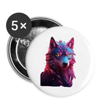 Wolf - Buttons large 2.2''/56 mm (5-pack) - white - Front