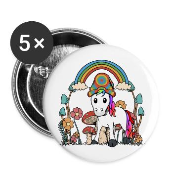 autumn, flowers, mushrooms, unicorn, nature, colorful, october - Buttons large 2.2''/56 mm (5-pack) - white - Front