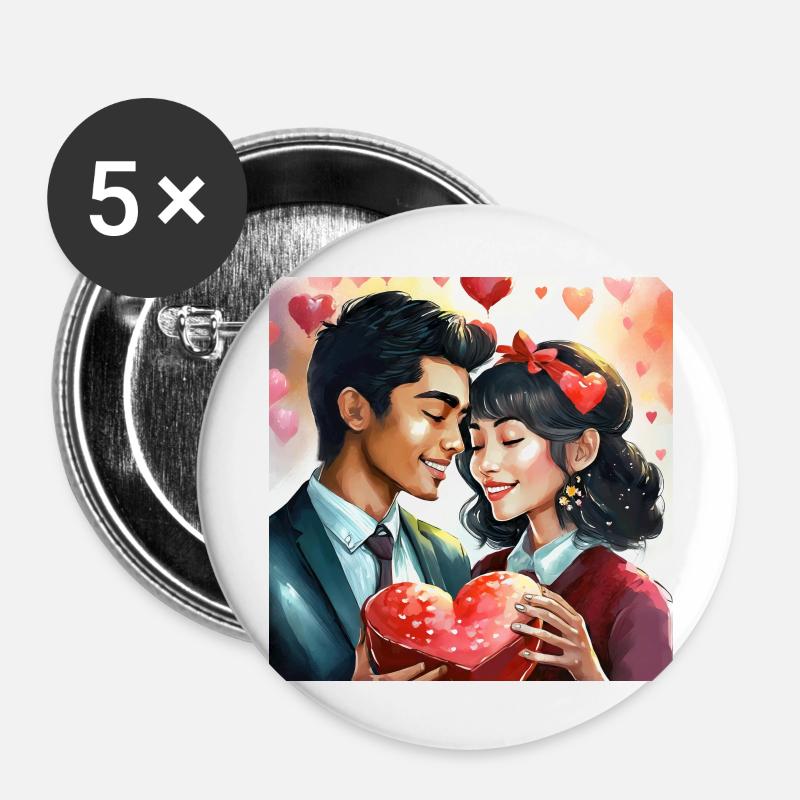Romanticism - Buttons large 2.2''/56 mm (5-pack) - white