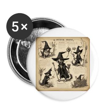 Witch's Handbook / Spellbook / Halloween / Autumn - Buttons large 2.2''/56 mm (5-pack) - white - Front