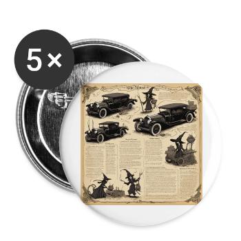 Manuel de la sorcière / grimoire / Halloween / automne - Lot de 5 grands badges (56 mm) - blanc - Devant