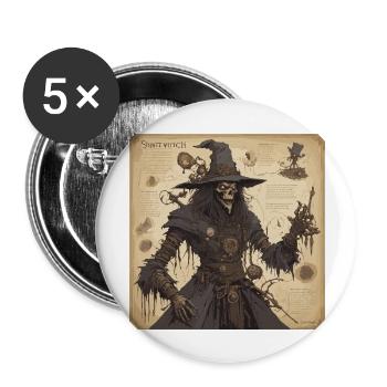 Manuel de la sorcière / grimoire / Halloween / automne - Lot de 5 grands badges (56 mm) - blanc - Devant
