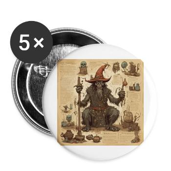 Manuel de la sorcière / grimoire / Halloween / automne - Lot de 5 grands badges (56 mm) - blanc - Devant