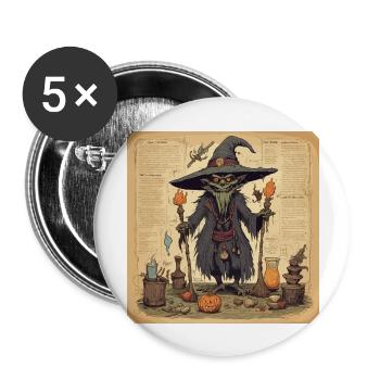 Witch's Handbook / Spellbook / Halloween / Autumn - Buttons large 2.2''/56 mm (5-pack) - white - Front