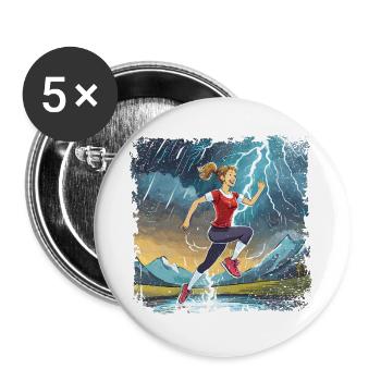 femme sportive sautant par-dessus la flaque d’eau - Lot de 5 grands badges (56 mm) - blanc - Devant