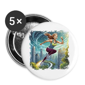 Sporty Woman | running women - Buttons large 2.2''/56 mm (5-pack) - white - Front