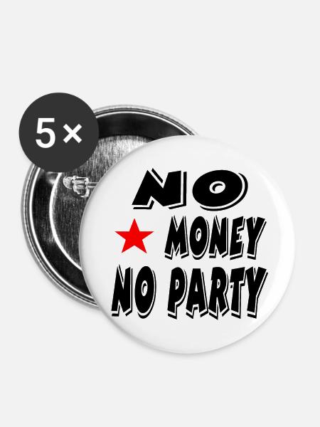 Party - Buttons groß 56 mm (5er Pack) - Weiß