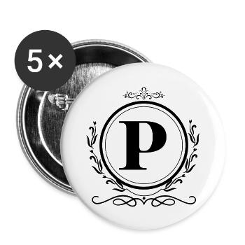 Letter P Decoration - Buttons large 2.2''/56 mm (5-pack) - white - Front