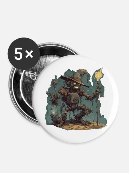 Hexenhandbuch / Zauberbuch / Halloween / Herbst - Buttons groß 56 mm (5er Pack) - Weiß