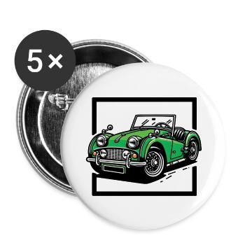 Green Classic car - Buttons large 2.2''/56 mm (5-pack) - white - Front