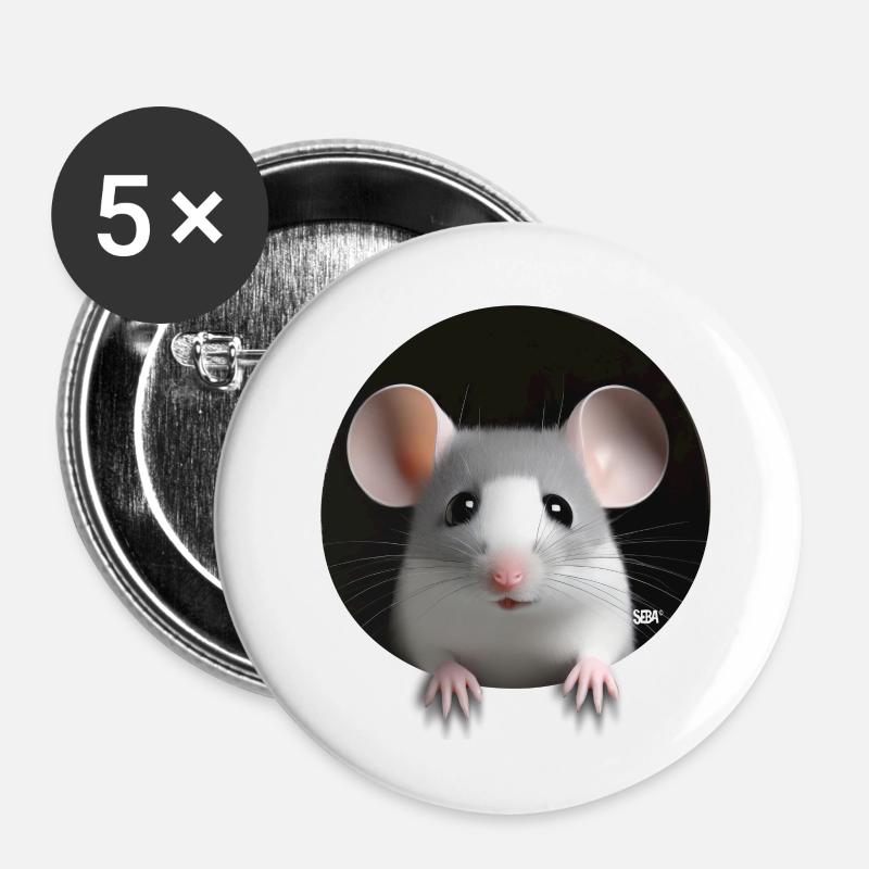 Sweet Rat - Buttons large 2.2''/56 mm (5-pack) - white