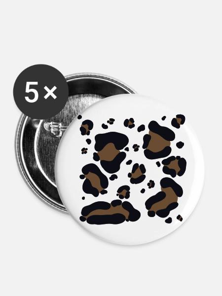 Leopard - Buttons groß 56 mm (5er Pack) - Weiß