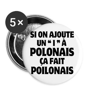 Pologne, polonais, Pologne humour - Lot de 5 grands badges (56 mm) - blanc - Devant