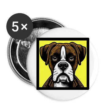 Boxer Chien pop art - Lot de 5 grands badges (56 mm) - blanc - Devant