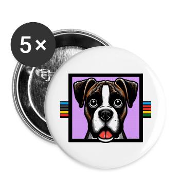 Boxer chien Art - Lot de 5 grands badges (56 mm) - blanc - Devant