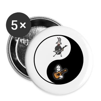 Hardrock vs Akustik Yin Yang alles im Einklang - Buttons groß 56 mm (5er Pack) - Weiß - Vorne