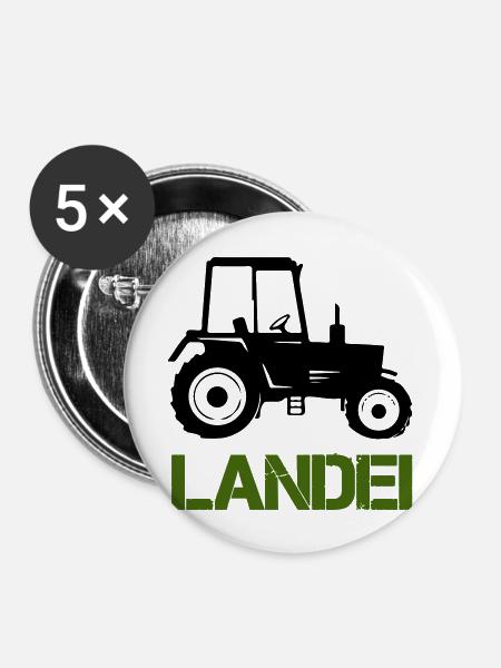 traktor landei - Buttons groß 56 mm (5er Pack) - Weiß