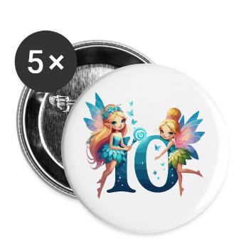 10 Year Old Fairy Elf Birthday Gift - Buttons large 2.2''/56 mm (5-pack) - white - Front
