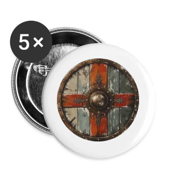 Bouclier Viking - Lot de 5 grands badges (56 mm) - blanc - Devant