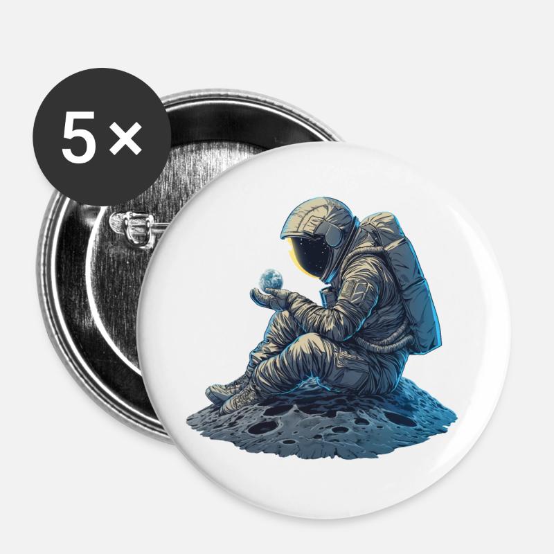 An astronaut observes the Earth - Buttons large 2.2''/56 mm (5-pack) - white