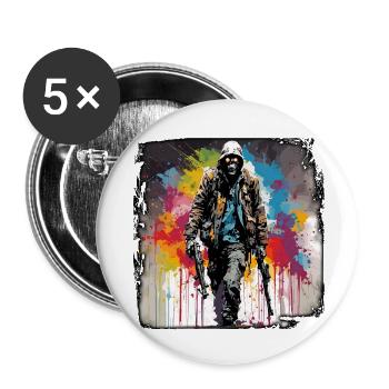Apocalypse / Apocalypse / Destruction / Anarchie - Lot de 5 grands badges (56 mm) - blanc - Devant