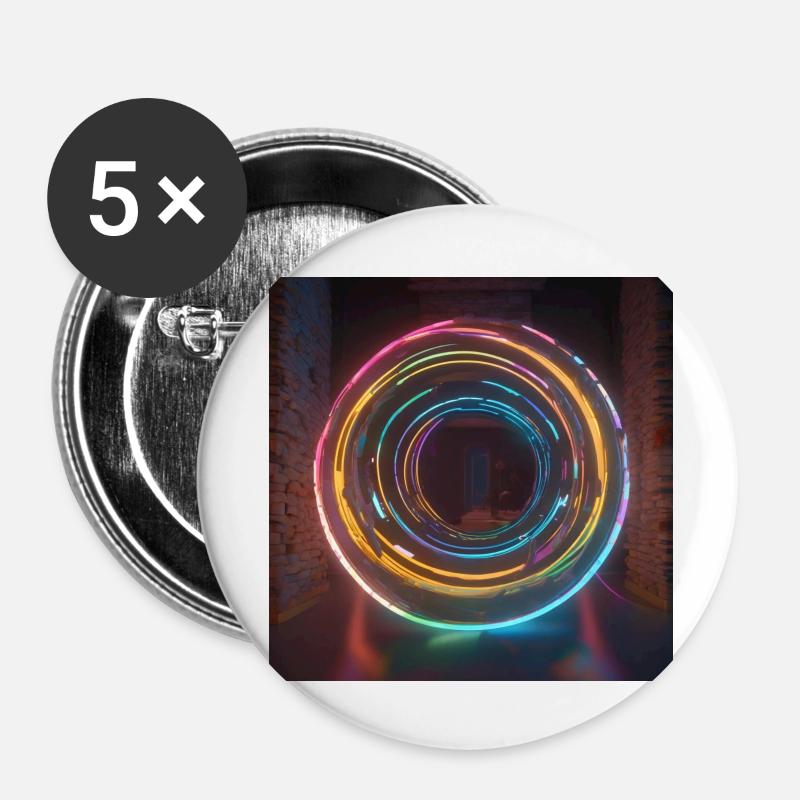 Neon Circles - Buttons large 2.2''/56 mm (5-pack) - white