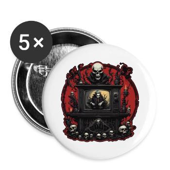 TV / Télévision / Analogique / Tube TV / Rétro - Lot de 5 grands badges (56 mm) - blanc - Devant