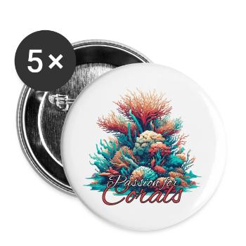 Passion pour le cadeau corail - Lot de 5 grands badges (56 mm) - blanc - Devant