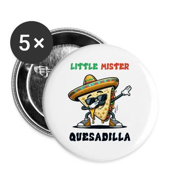 Little Mister Quesadilla Food Dabbing Mexique - Lot de 5 grands badges (56 mm) - blanc - Devant