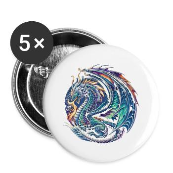 Kosmische Drachenessenz - Buttons groß 56 mm (5er Pack) - Weiß - Vorne