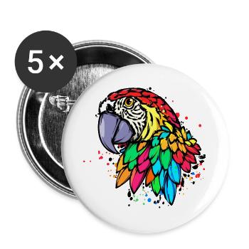Bird, Parrot, Zoo, Animal, Animal Lover, Pet - Buttons large 2.2''/56 mm (5-pack) - white - Front