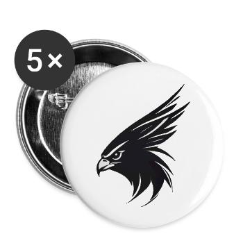 Adler Greifvogel Kopf - Buttons groß 56 mm (5er Pack) - Weiß - Vorne