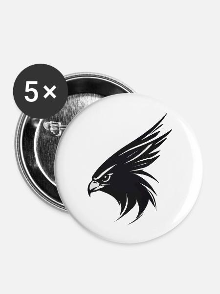 Adler Greifvogel Kopf - Buttons groß 56 mm (5er Pack) - Weiß