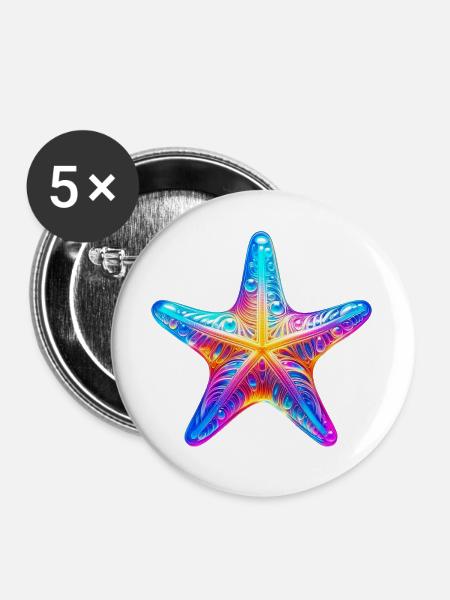 Seestern - Buttons groß 56 mm (5er Pack) - Weiß