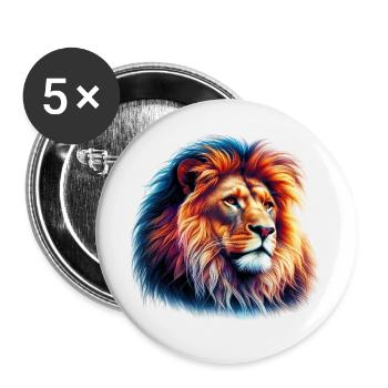 Lion - Lot de 5 grands badges (56 mm) - blanc - Devant
