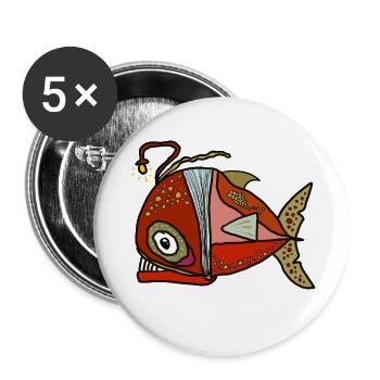 Anglerfisch - Buttons groß 56 mm (5er Pack) - Weiß - Vorne