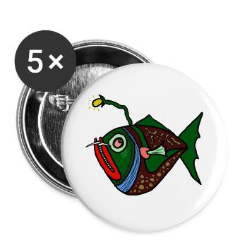 Fisch anglerfisch - Buttons groß 56 mm (5er Pack) - Weiß - Vorne